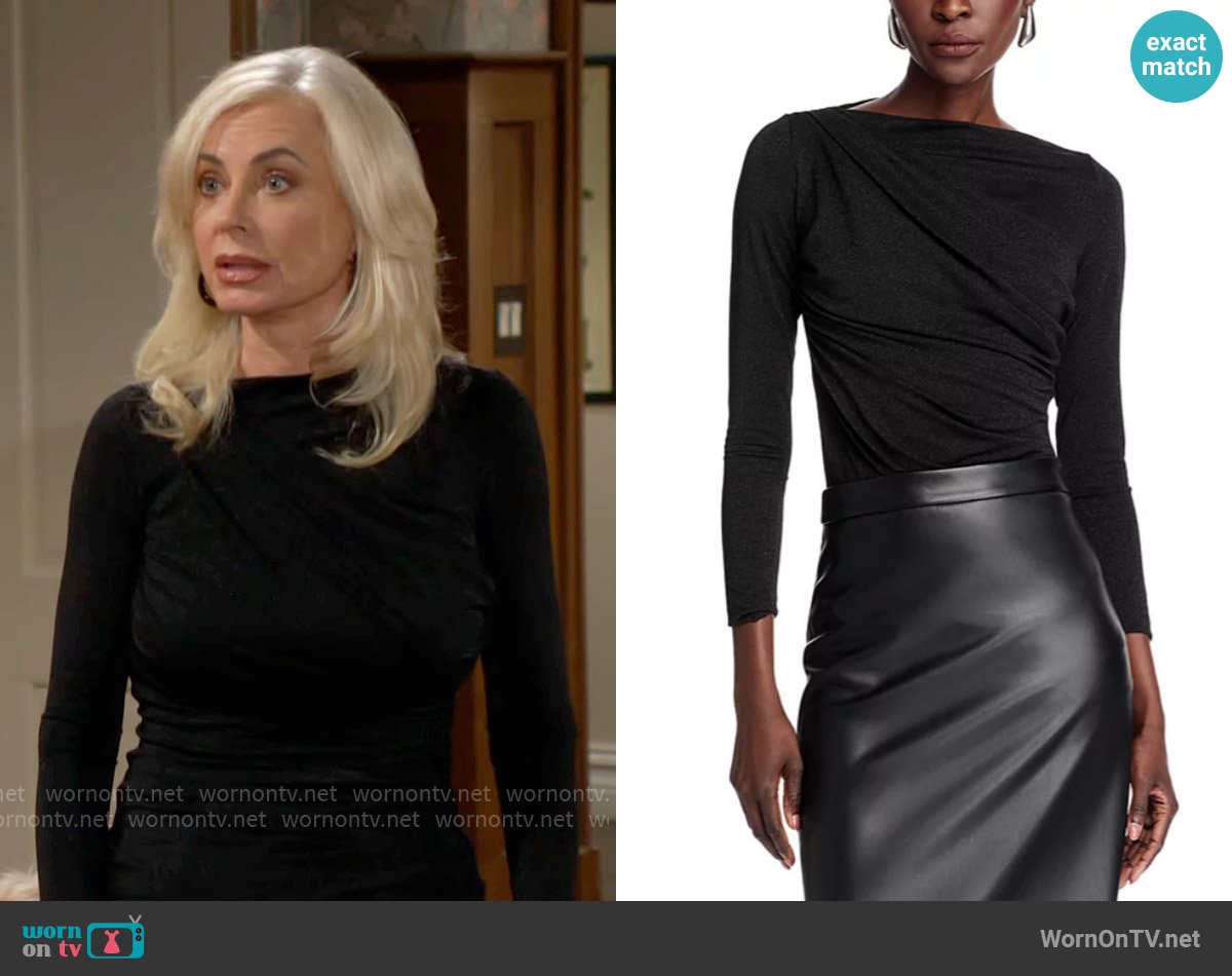 Chiara Boni La Petite Robe Draped Long Sleeve Top worn by Ashley Abbott (Eileen Davidson) on The Young and the Restless