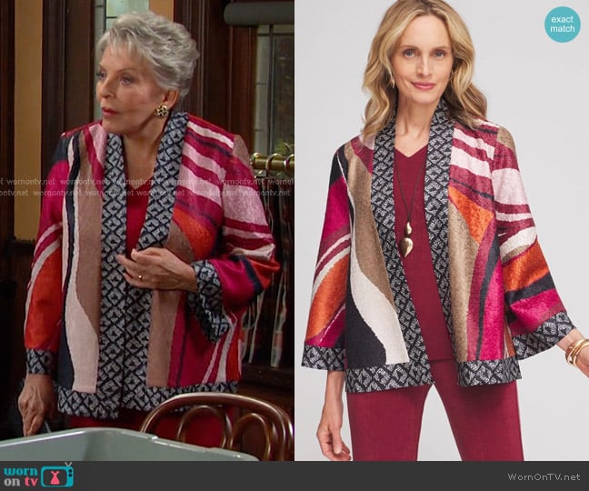 Chicos Travelers Collection Reversible Marble Crushed Jacket worn by Julie Olson Williams (Susan Seaforth Hayes) on Days of our Lives