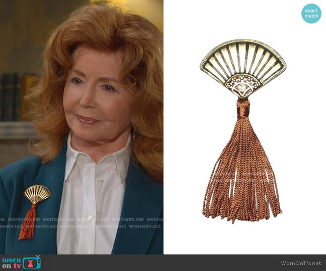 Chico's Reeva Metal Fan Brooch worn by Maggie Horton (Suzanne Rogers) on Days of our Lives