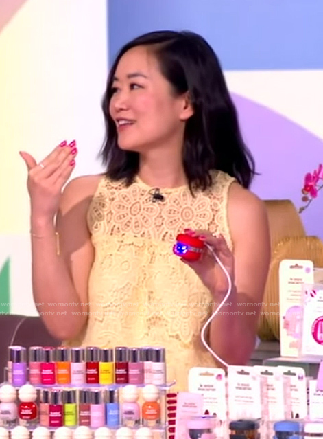 Christina Kao's yellow lace top on The View