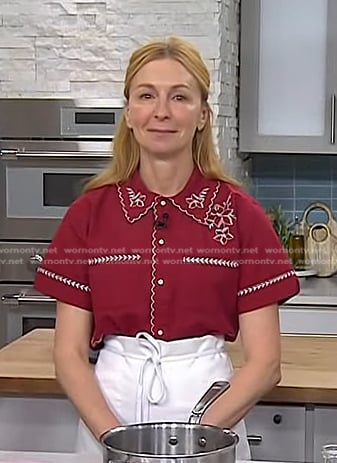 Christina Tosi’s red embroidered shirt on Today