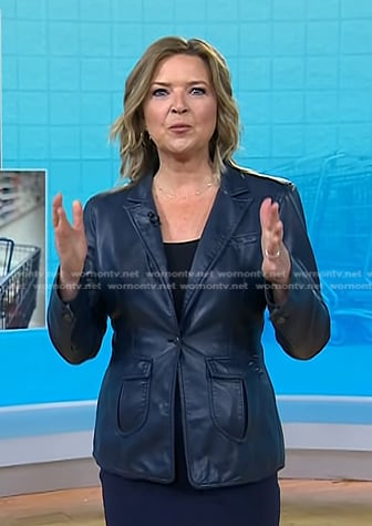 Christine Romans' navy leather blazer on Today
