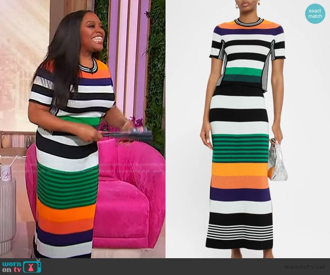 Christopher John Rogers Striped Knit Midi Pencil Skirt worn by Sherri Shepherd on Sherri
