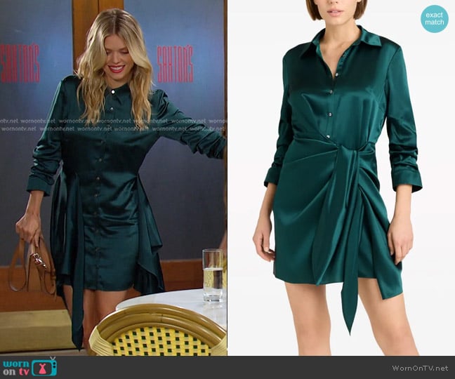 Cinq a Sept Jacey Dress in Green Onyx worn by Catherina Greene (AnnaLynne McCord) on Days of our Lives