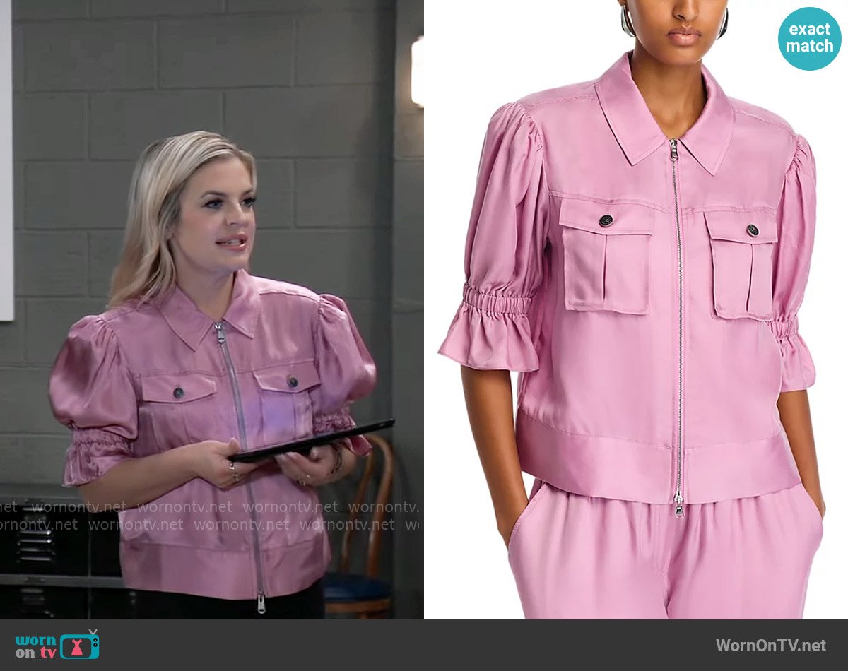 Cinq a Sept Holly Jacket in Mauve Orchid worn by Maxie Jones (Kirsten Storms) on General Hospital