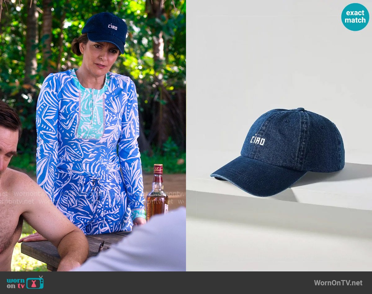 Clare V Denim Ciao Baseball Hat worn by Kate (Tina Fey) on The Four Seasons