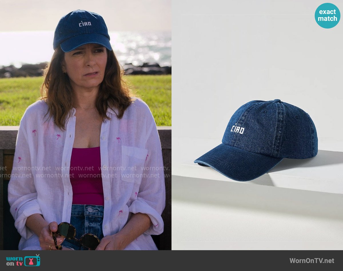 Clare V Denim Ciao Baseball Hat worn by Kate (Tina Fey) on The Four Seasons