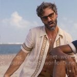 Claude’s border print shirt on The Four Seasons