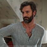Claude’s grey knit henley shirt on The Four Seasons
