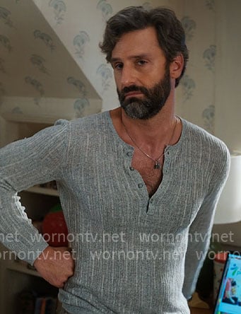 Claude's grey knit henley shirt on The Four Seasons