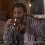Claude’s purple cable knit cardigan on The Four Seasons