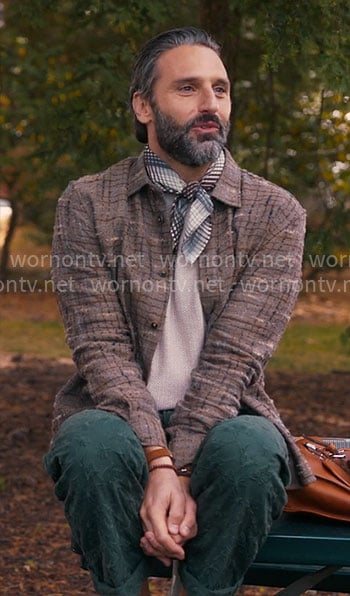 Claude's textured knit shirt on The Four Seasons