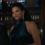 Claudia’s green velvet halter dress on Elsbeth