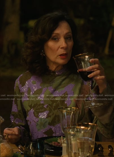 Clea Duplessis's purple floral metallic top on Etoile