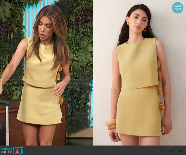 Commense 3D Floral Embellished Short Skirt Set worn by Adrianna Costa on Access Hollywood