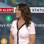 Heather’s white contrast trim v-neck dress on Good Morning America