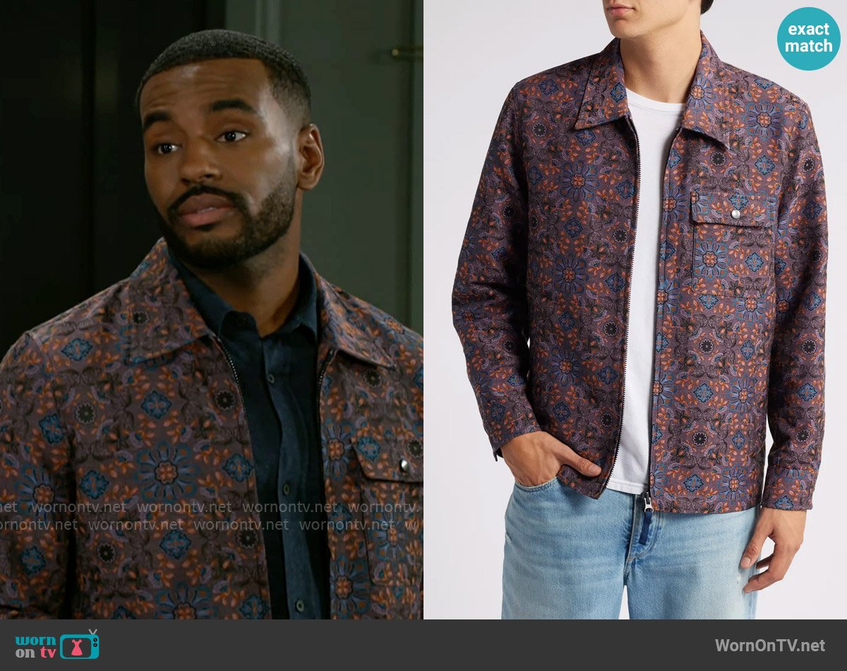 Corridor Qasim Floral Jacquard Zip Jacket worn by Andre Richardson (Sean Freeman) on Beyond the Gates