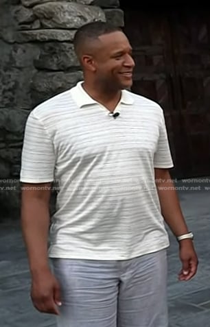 Craig Melvin’s white striped polo on Today