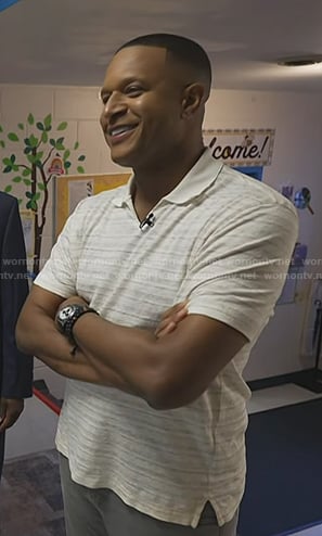 Craig Melvin's white striped polo on Today