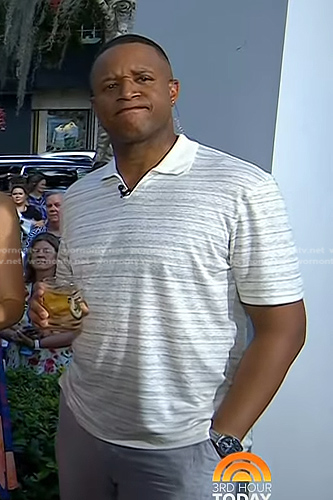 Craig Melvin's white striped polo on Today