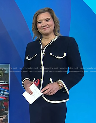 Christine’s navy contrast trim jacket on Today