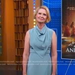 Cynthia Nixon’s blue scarf neck dress on Good Morning America