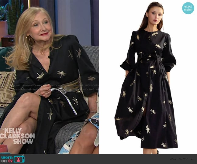 Patricia’s black dragon fly embellished dress on The Kelly Clarkson Show