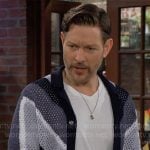 Daniel’s blue colorblock knit shirt on The Young and the Restless