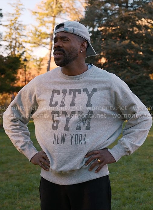 Danny's CITY GYM sweatshirt on The Four Seasons