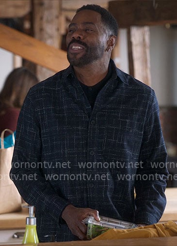 Danny's navy crosshatch print shirt on The Four Seasons
