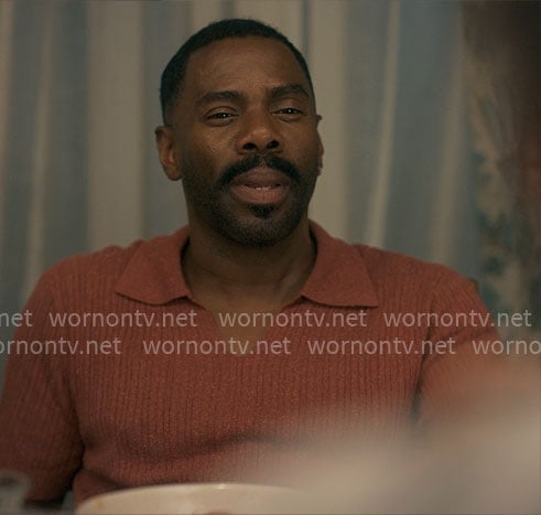 Danny’s orange knit polo on The Four Seasons