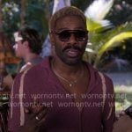 Danny’s purple tie-dye knit shirt on The Four Seasons