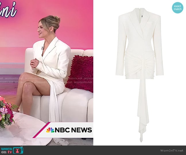 David Koma Draping Overlay Tailored Jacket Dress in Off White worn by Kelsea Ballerini on Today