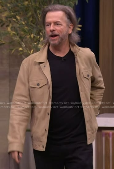 David Spade’s khaki jacket on Live with Kelly and Mark