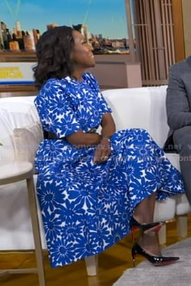 Deborah's white and blue floral dress on Good Morning America