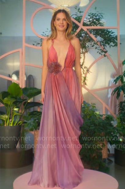Devon's pink ombre evening gown on Sirens