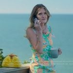 Devon’s printed dress with bow on Sirens