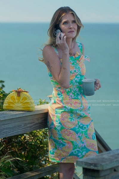 Devon's printed dress with bow on Sirens