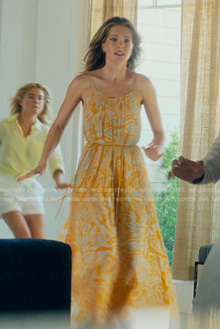 Devon's printed maxi dress on Sirens