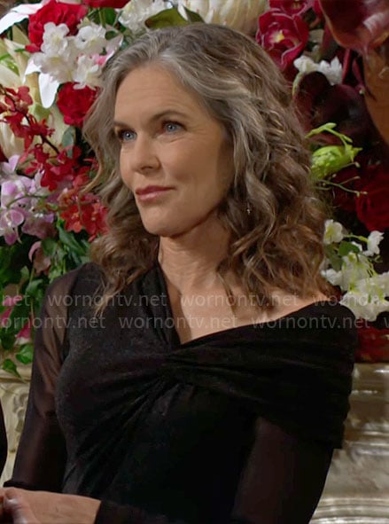 Diane’s black asymmetric dress on The Young and the Restless