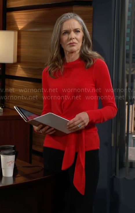 Diane’s red tie-waist sweater on The Young and the Restless