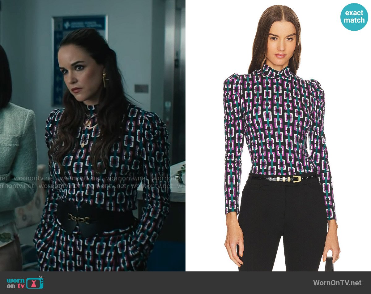 Diane von Furstenberg Doha Top worn by Birdie (Melissa Fumero) on Grosse Pointe Garden Society