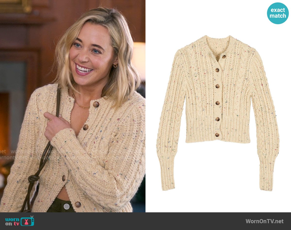 Doen Audrey Cardigan worn by Ginny (Erika Henningsen) on The Four Seasons