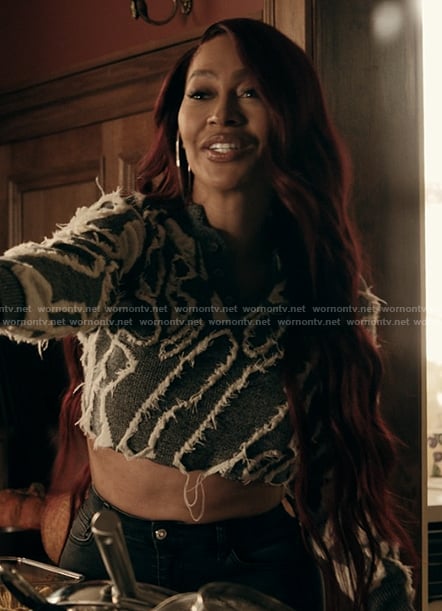 Dom's frayed knit crop top on The Chi