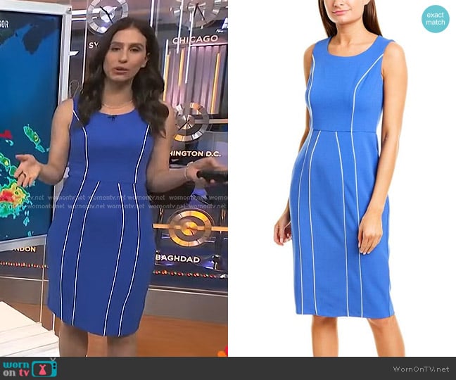 Angie Lassman’s blue piping sleeveless dress on NBC News Daily