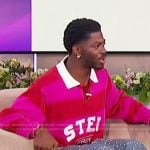Lil Nas X’s pink striped rugby polo on The Jennifer Hudson Show