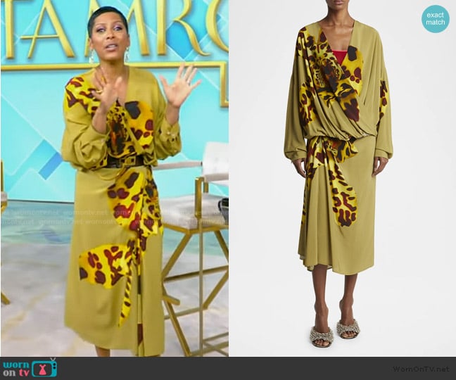 Dries Van Noten Camiel Draped Flower Print Blouse worn by Tamron Hall on Tamron Hall Show
