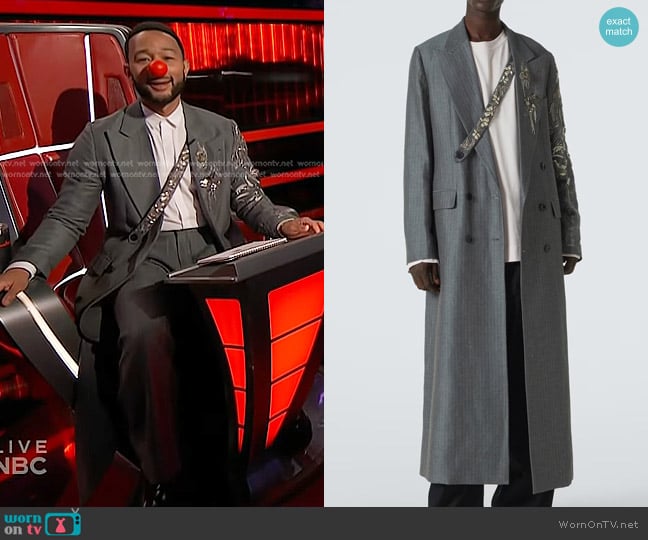 Dries Van Noten Floral Linen and Wool Coat worn by John Legend on The Voice
