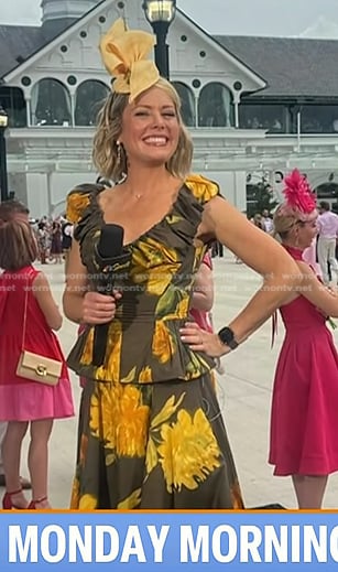 Dylan's brown and yellow floral top and skirt on Today