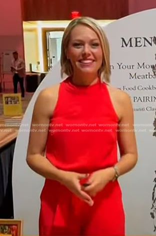 Dylan’s red tie waist jumpsuit on Today